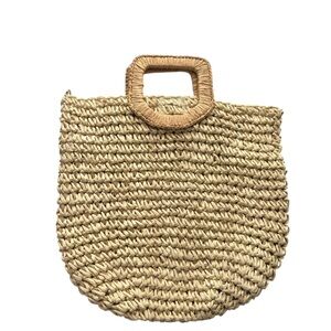 Crossi Woven Boho Paper Straw Half Moon Beach Medium Size Bag